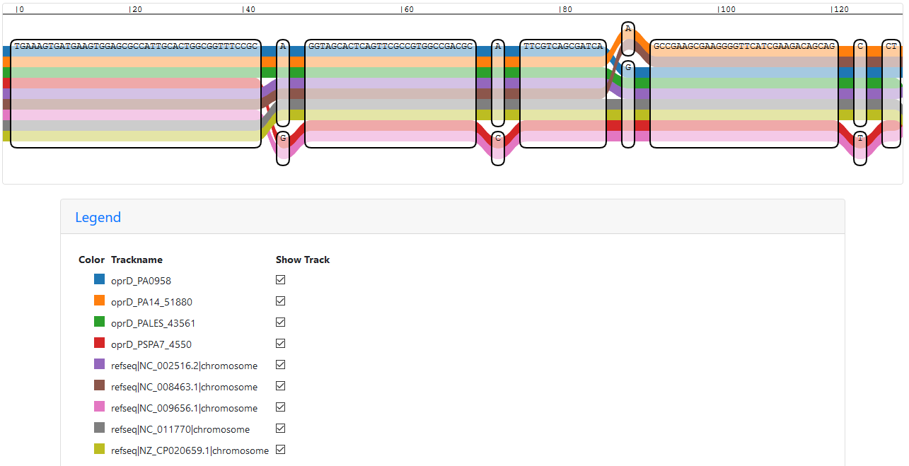 Start of the IVG representation of a sub-graph with four oprD paths
